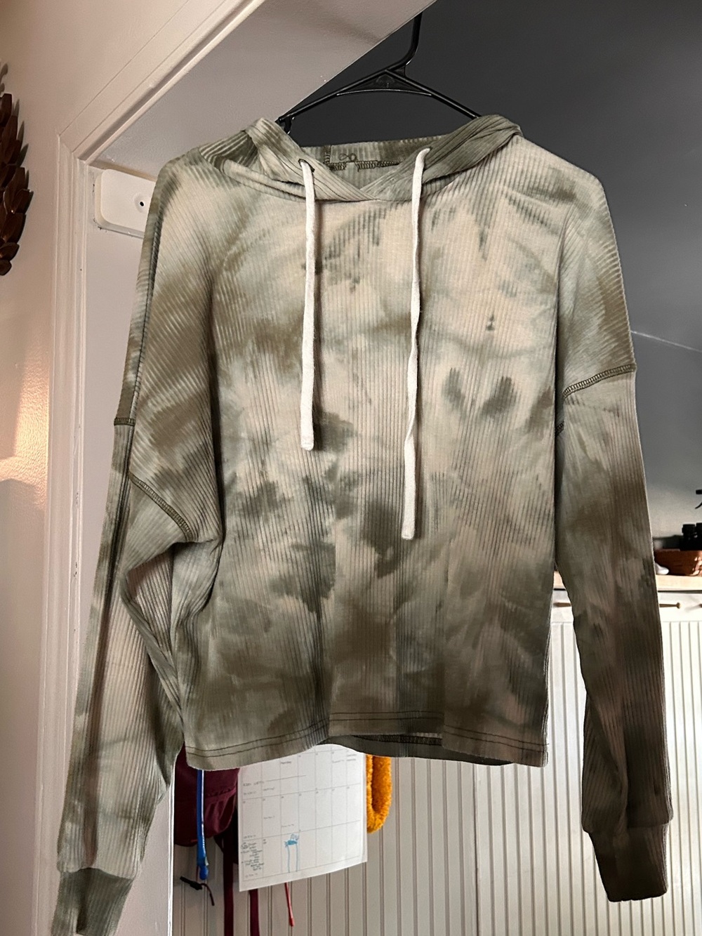 Tie-Dye Olive Green Hooded Pullover Sweatshirt